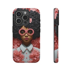 Schwarze Mädchen Magie Telefon Fall, Afro Frau Telefon Fall, 3D Telefon Fall, schwarze Mädchen Magie Telefon Abdeckung, Afro Kunst, schwarze Frau Afro, Blumen Fall