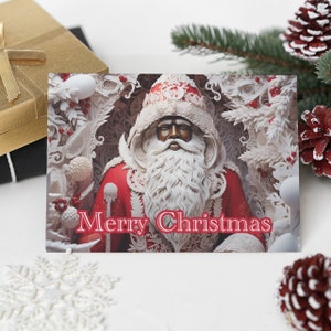 3D-Style Black Santa Claus Christmas Greeting Cards | Share the Magic of the Season