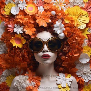 Afro Woman Orange Hair PNG, Black Girl Magic PNG, Afro PNG, African American Clipart, Afro Clipart, Woman with Afro Png, Sunglasses png, art