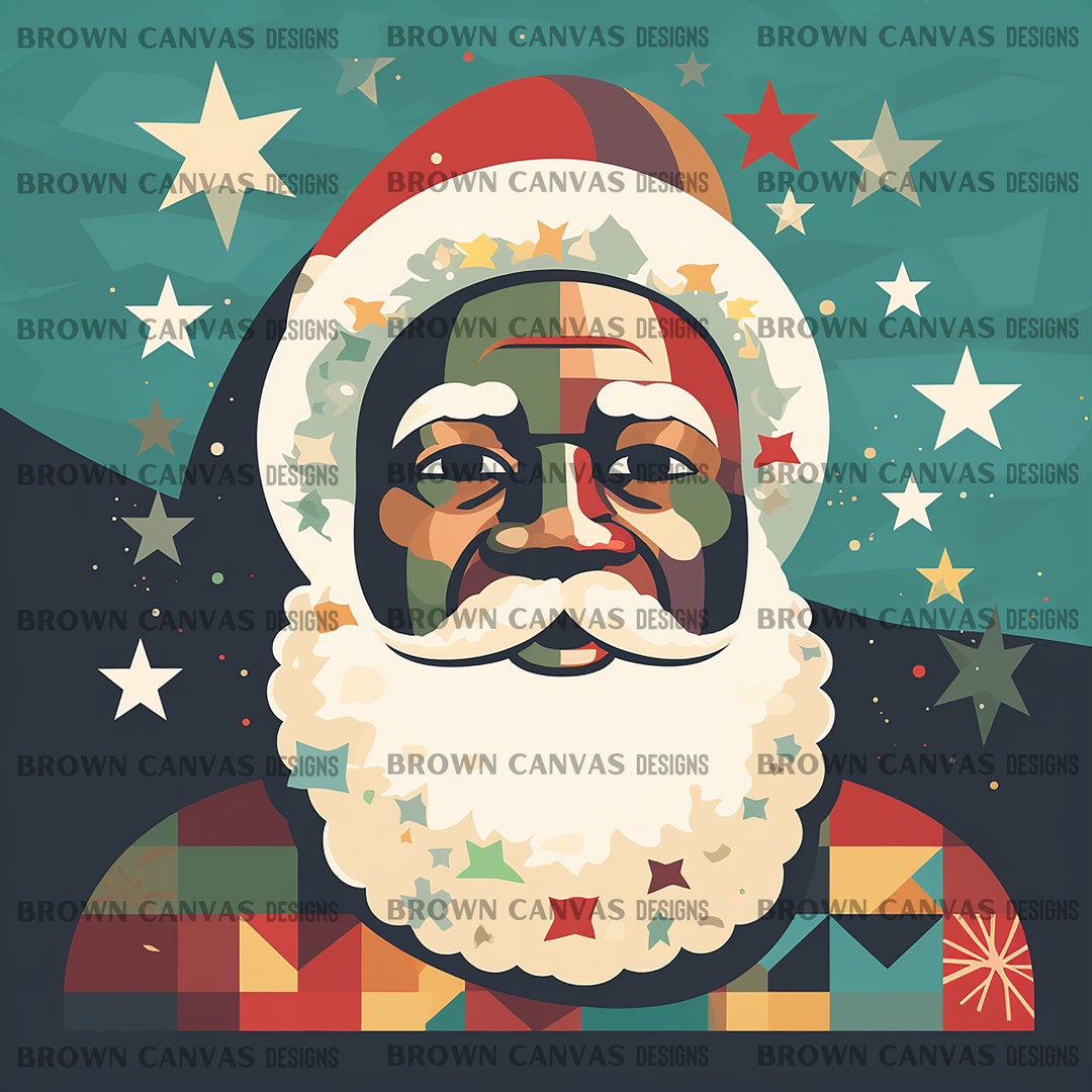 Abstract Black Santa PNG, Abstract African American Santa Claus PNG ...