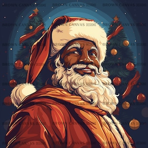 Santa Claus Png, Black Santa Clipart, Black Santa Png, Black Santa Art, Black Santa Illustration, Santa Claus Png for Sublimation, holidays