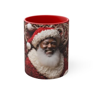 Black Santa Accent Mug - 11oz Christmas Mug - Christmas Santa Mug - 3d Santa Mug - 3d Christmas Mug - Christmas Coffee Mug - Santa Mug - Mug