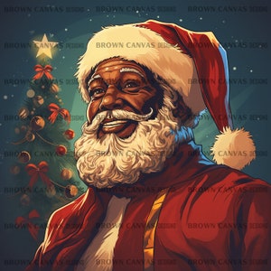 Magical Black Santa Png, Black Santa Clipart, Black Santa for Sublimation, Black Santa Hat, Black Santa Illustration, Black Santa Design