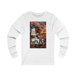 Kräftiges afroamerikanisches Klavierspieler Langarm Shirt mit 3D-Grafik - ein Must-Have für Musikliebhaber!