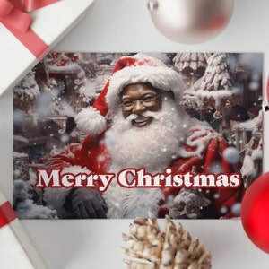 Cartoline di Natale Jolly Black Santa / Diffondi allegria con auguri personalizzati!