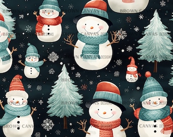 Christmas Snowmen and Christmas Trees PNG Digital Download, Cute Snowmen clipart, Christmas tree clipart, Vintage Christmas png clipart, PNG