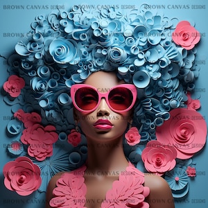 Black Girl Glamour Afro PNG, Black Girl Magic PNG, Melanin Queen, 3D Black Woman PNG, Afro Fashion girl African American clipart Sublimation