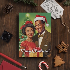 Vintage Christmas Greeting Cards Featuring a Black Couple | African American Greeting Cards | Black Christmas Cards, Black Holiday Cards Set