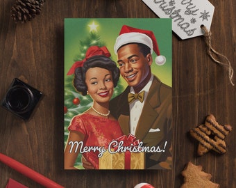Vintage Christmas Greeting Cards Featuring a Black Couple | African American Greeting Cards | Black Christmas Cards, Black Holiday Cards Set