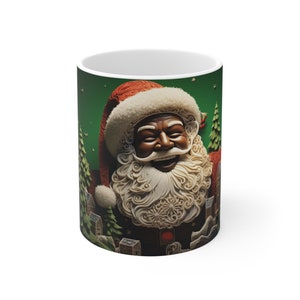 Black Santa Mug - 3d Christmas Mug - 11oz Christmas Mug - Christmas Santa Mug - 3d Santa Mug - Christmas Gift for Coffee Lovers - Mug Life