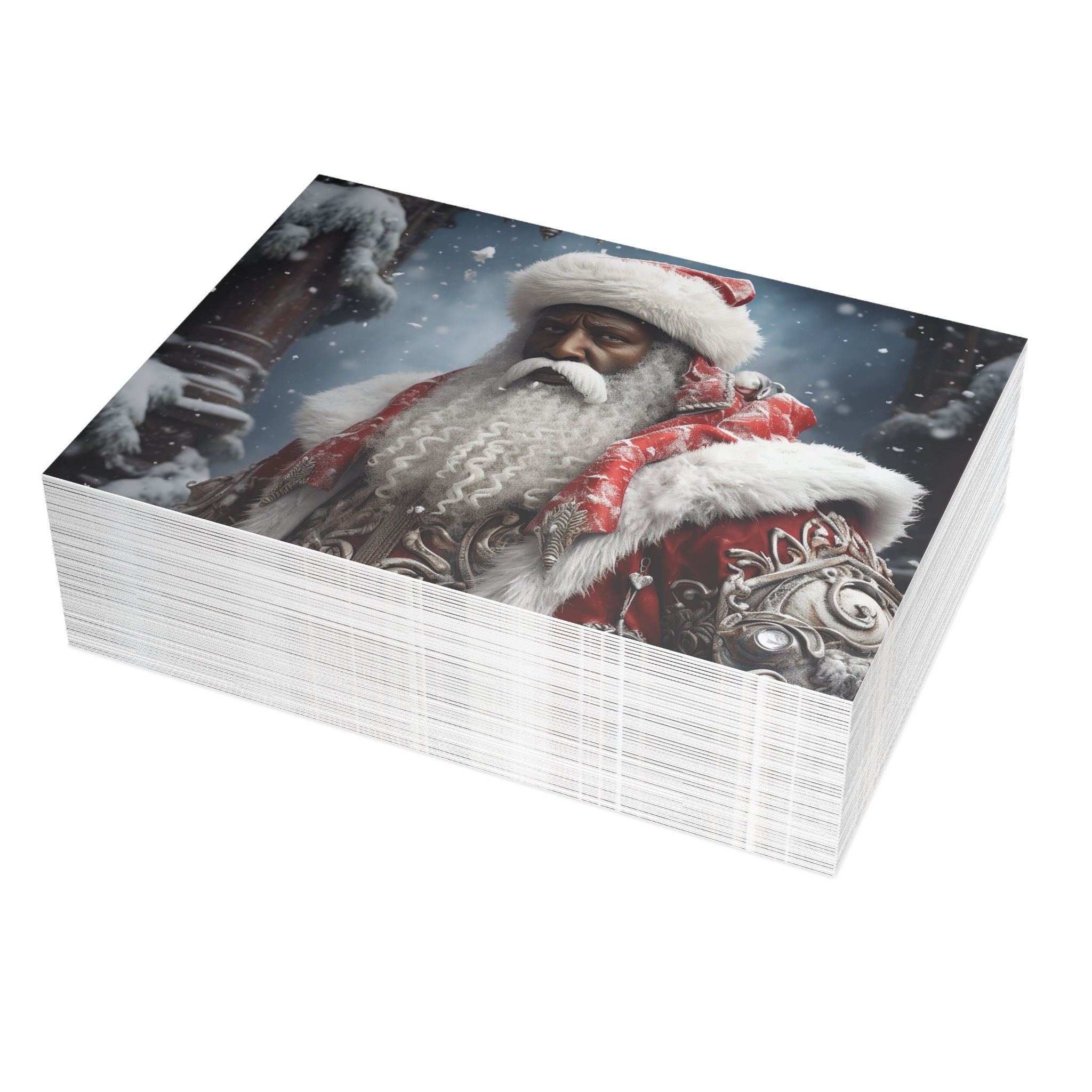 Epic Black Santa Christmas Cards Blank Inside African American Greeting