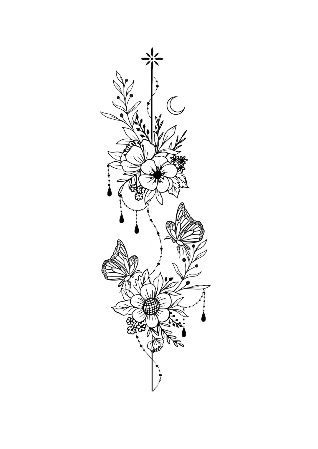 flower-ornament-tattoo-stencil-etsy