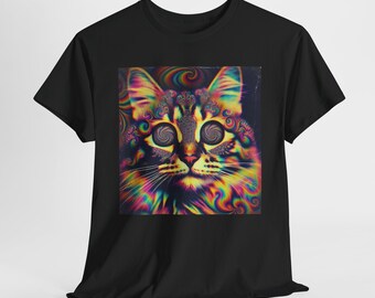 Psychedelic Cat Tee, Dark Grunge, Scene, Punk Aesthetic, Gothic Alt Shirt, D23