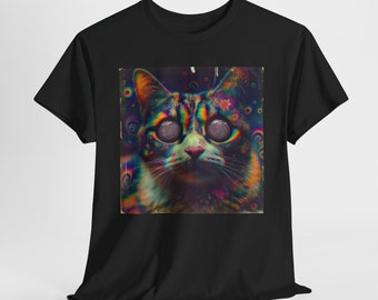 Psychedelic Cat Tee, Dark Grunge, Scene, Punk Aesthetic, Gothic Alt Shirt, D11