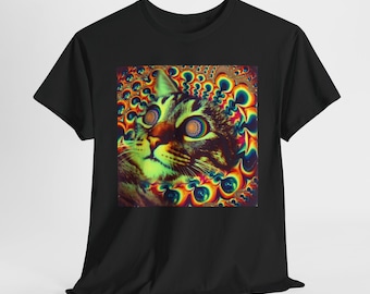 Psychedelic Cat Tee, Dark Grunge, Scene, Punk Aesthetic, Gothic Alt Shirt, D13