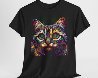 Psychedelic Cat Tee, Dark Grunge, Scene, Punk Aesthetic, Gothic Alt Shirt, D14