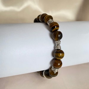 Natural tiger eye beaded bracelet handmade 8 mm