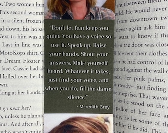 Grey's Anatomy Inspired Bookmark//Meredith Grey// Sound of Silence// Character Quotes
