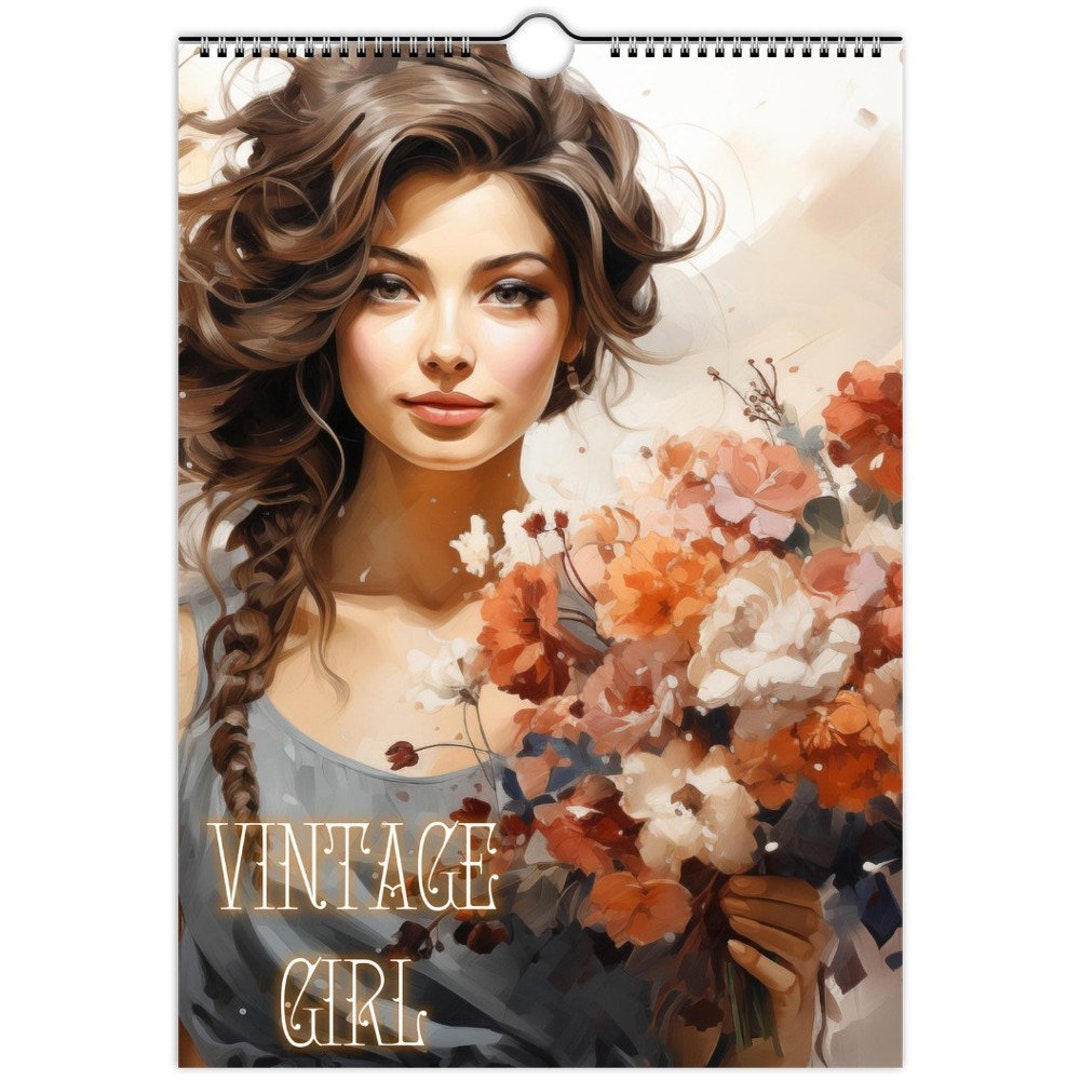 Vintage Watercolour Style 2024 Calendar, Cute Girl Planner, Boho Women