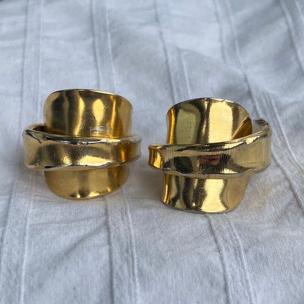 Handmade gold plate spoon ring