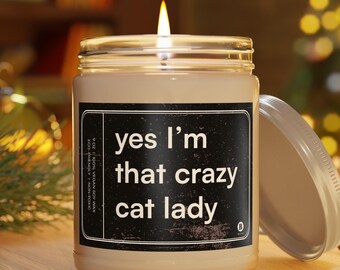 Cat Lady Funny Candle Gift | Vegan Candle with Essential Oils