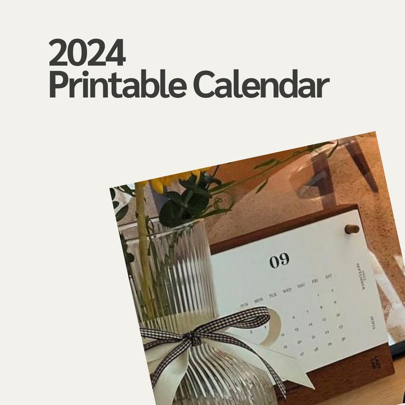 Printable Calendar 2024 Aesthetic Dark Green Letter Size Landscape