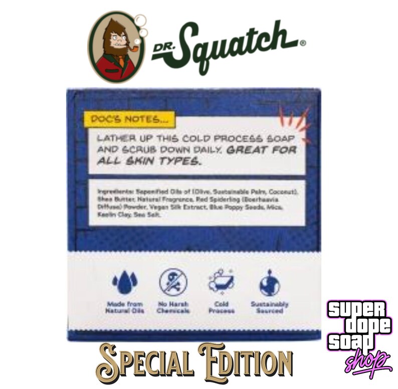 New Dr. Squatch SPIDER-MAN Spidey Suds Special edition Bar With Free Burlap Bag, Mini and Dr Squatch Sticker image 2