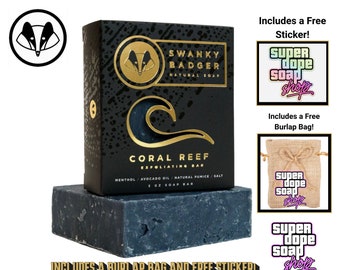 New! Swanky Badger CORAL REEF Premium Soap With Free Sticker And Burlap Bag!