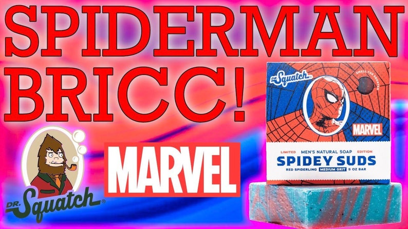 New Dr. Squatch SPIDER-MAN Spidey Suds Special edition Bar With Free Burlap Bag, Mini and Dr Squatch Sticker image 5