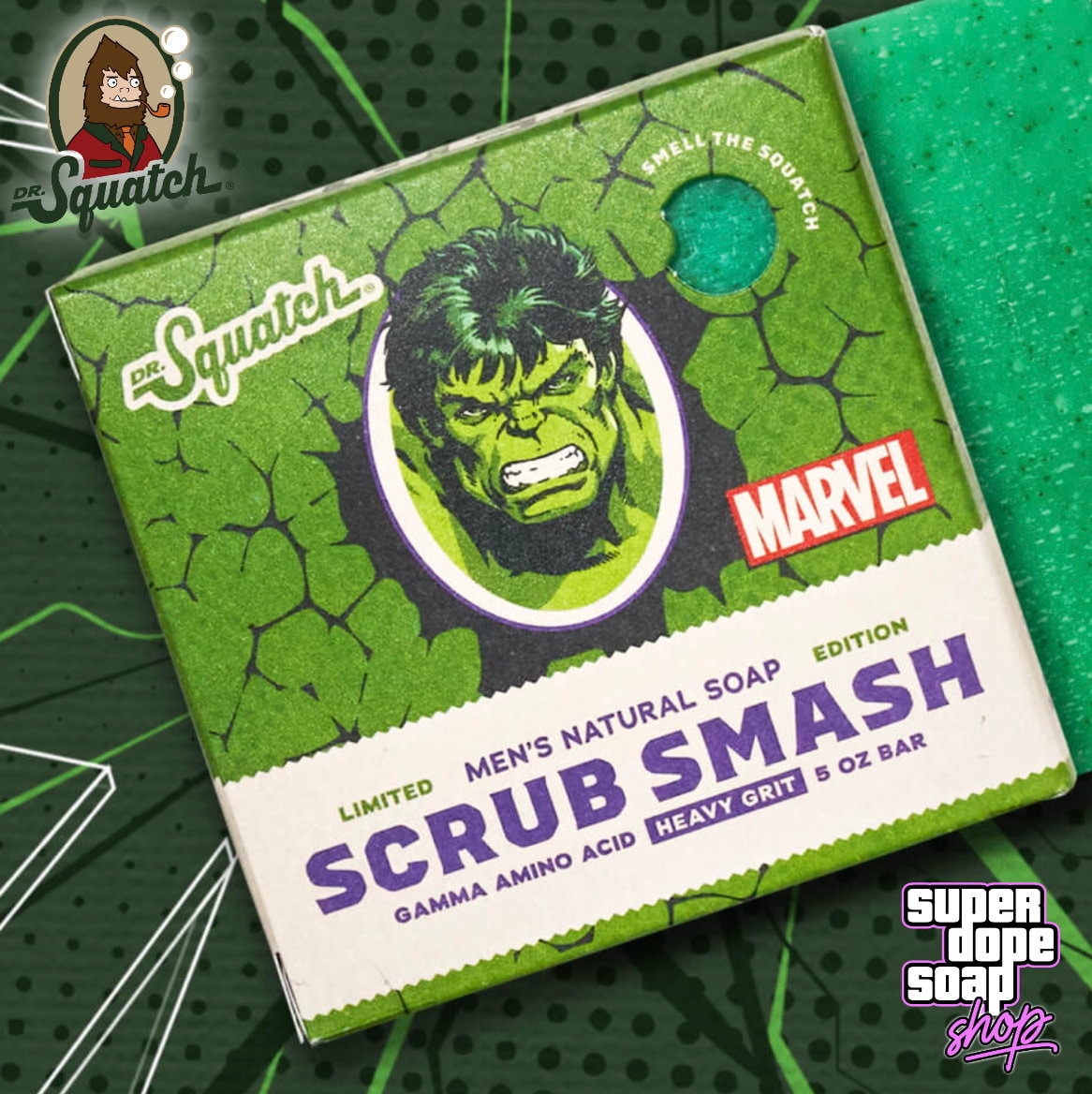 New Dr. SQUATCH hulk Scrub Smash Limited Edition Soap Bar Includes