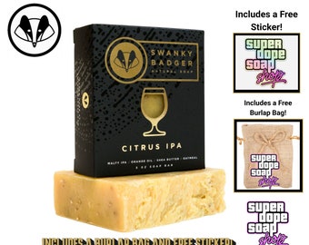 New! Swanky Badger CITRUS IPA Premium Soap With Free Sticker And Burlap Bag!