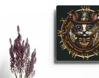Reloj de pared Steampunk con forma de gato: decoración victoriana para el hogar