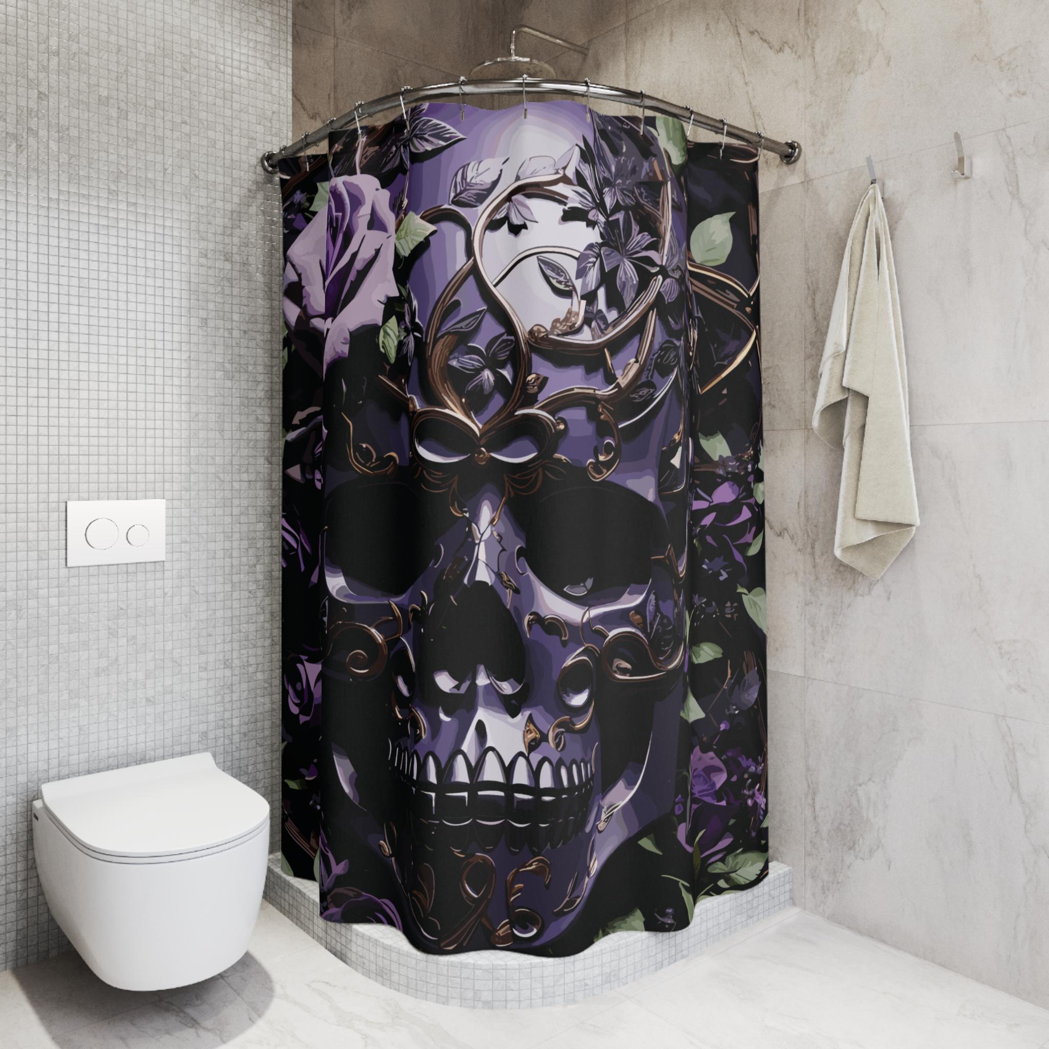 ZGDPBYF Tenda da doccia horror Halloween castello infestato luna piena notte zucca albero morto fantasma spettrale gotico porta fantasia decorazione divertente tessuto tenda bagno con gancio