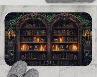 Alfombra de baño con estantería Whimsigoth – Decoración gótica para el hogar