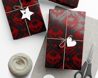 Gothic Bat Print Gift Wrapping Papaer - Creepmas Wrapping Paper - Gothmas Gift Wrap - Dark Gothic Creepmas Wrap