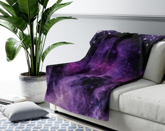 Pastel Goth Galaxy Throw Blanket: Purple Nebula Decor