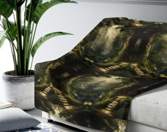 Mystical Forest Throw Blanket: Cottagecore Woodland Decor