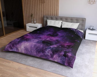 Funda nórdica Pastel Goth Galaxy: ropa de cama celestial morada