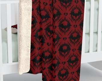 Manta con estampado de murciélagos góticos: manta de terciopelo o felpa polar sherpa