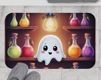 Alfombra de baño fantasma de Whimsigoth: decoración de baño de boticario