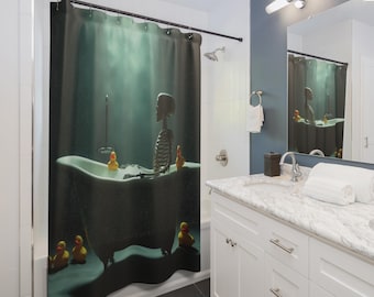 Cortina de ducha con burbujas de esqueleto: decoración gótica y espeluznante para el baño
