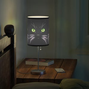 Goth Cat Lamp - Black Cat Lamp - Cat Face Lamp -Goth Decor - Desk Lamp - Bedside Lamp - Gothic Home Decor - Cat Lover Decor