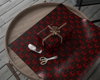 Papel de regalo con calavera gótica, papel de regalo espeluznante