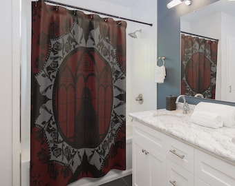 Cortina de ducha con murciélagos de catedral gótica – Elegante decoración oscura para el hogar