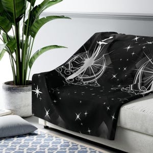 Gothic Moon Sword Blanket: Celestial Velveteen or Sherpa Throw