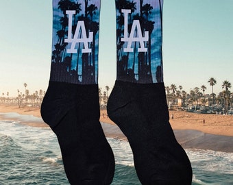 LA palm Trees Sublimation Printed athletic socks size Small-XL
