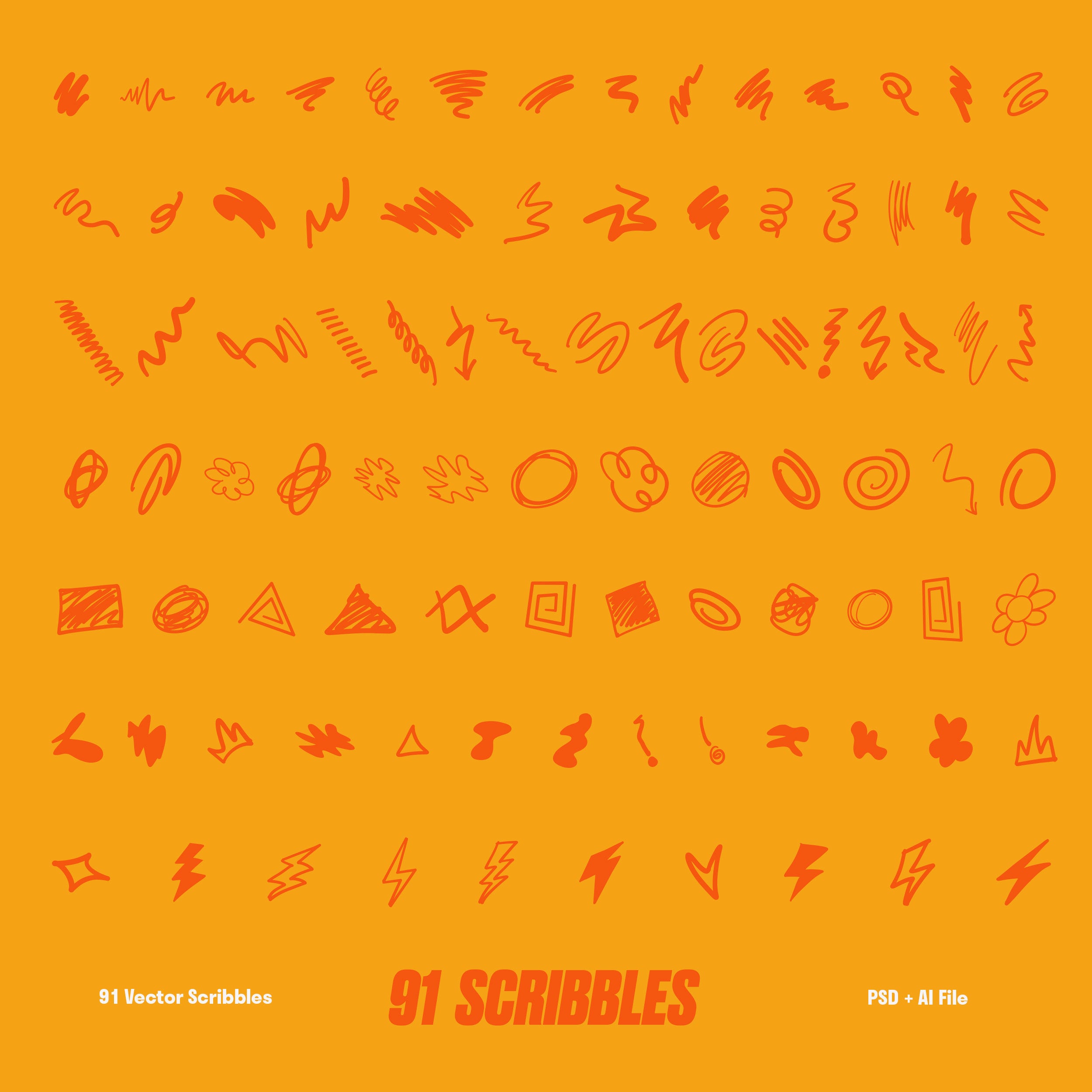 Vector Scribbler Vector Scribble Pack (91 Vector Doodles, PSD + AI) - Etsy