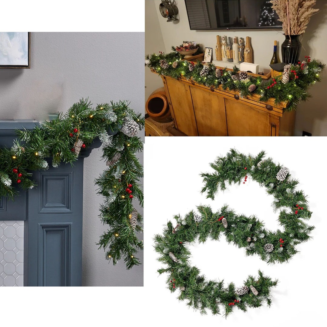 9 Ft Christmas Garland Mantle Garland Staircase Garland Etsy Christmas Garland For Mantle
