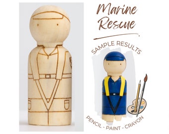 DIY Peg Doll Marine Rescue Wooden Montessori Craft Kit Learning Activity EYFS Small World Waldorf Education