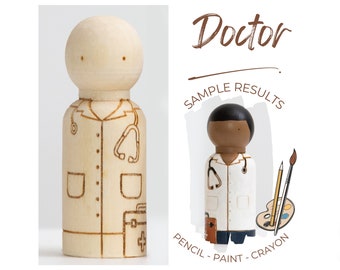 DIY Peg Doll Doctor Wooden Montessori Craft Kit Learning Activity EYFS Small World Waldorf Education